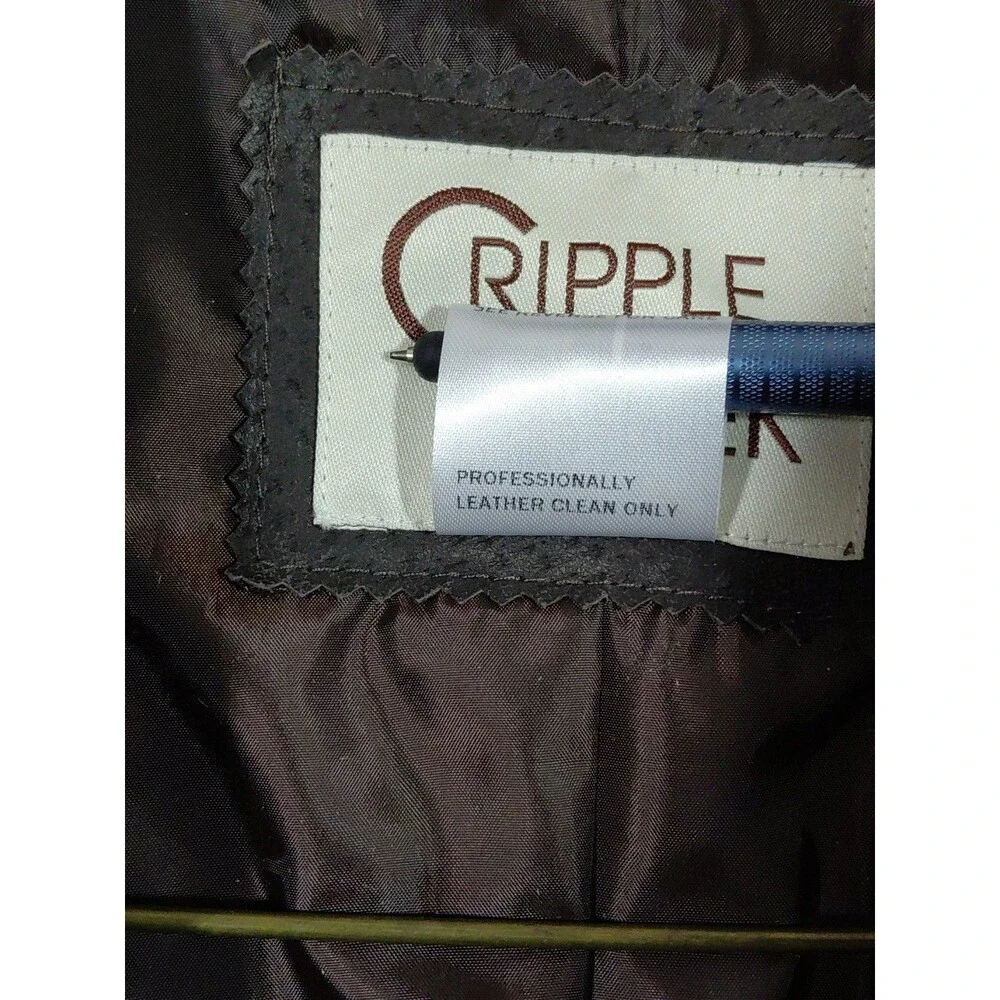 Cripple Creek Men's Genuine Leather Brown 2 Button Lined Jacket Large Western - Picture 11 of 13